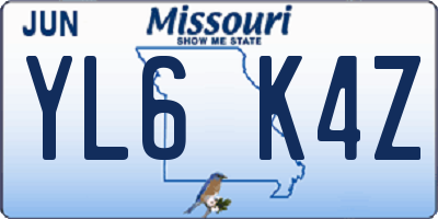 MO license plate YL6K4Z