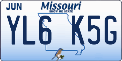 MO license plate YL6K5G