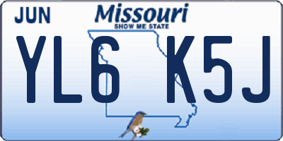 MO license plate YL6K5J