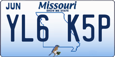 MO license plate YL6K5P