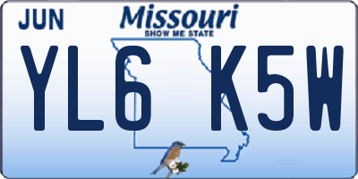 MO license plate YL6K5W