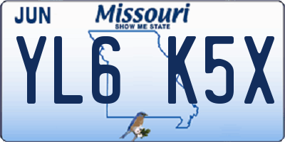 MO license plate YL6K5X