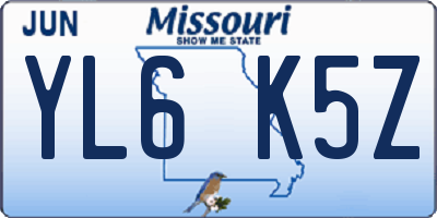 MO license plate YL6K5Z