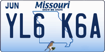 MO license plate YL6K6A