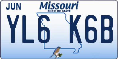 MO license plate YL6K6B