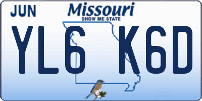 MO license plate YL6K6D