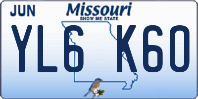 MO license plate YL6K6O