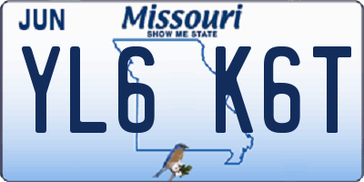 MO license plate YL6K6T