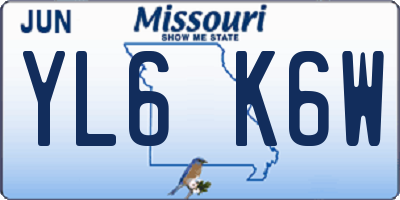 MO license plate YL6K6W