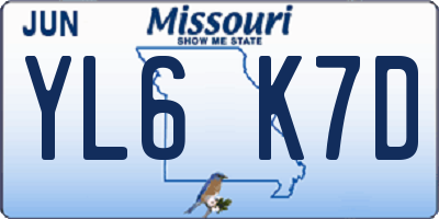 MO license plate YL6K7D
