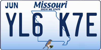 MO license plate YL6K7E