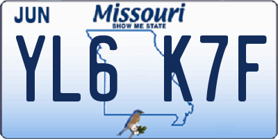 MO license plate YL6K7F