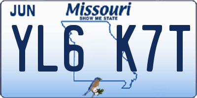 MO license plate YL6K7T