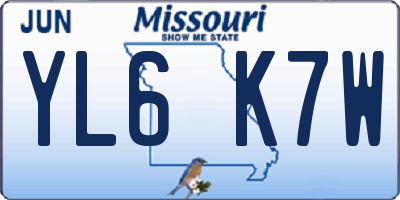 MO license plate YL6K7W