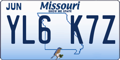 MO license plate YL6K7Z