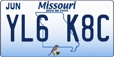MO license plate YL6K8C