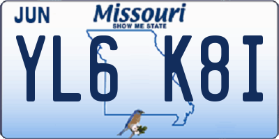 MO license plate YL6K8I