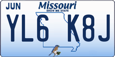 MO license plate YL6K8J