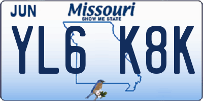 MO license plate YL6K8K