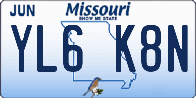 MO license plate YL6K8N