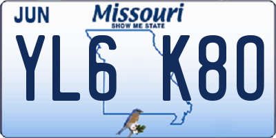 MO license plate YL6K8O
