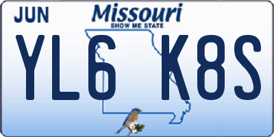MO license plate YL6K8S