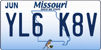 MO license plate YL6K8V