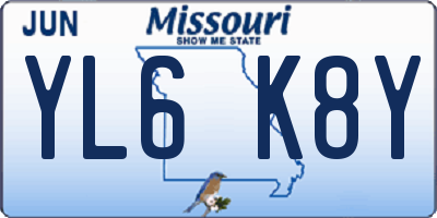 MO license plate YL6K8Y