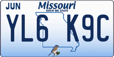 MO license plate YL6K9C