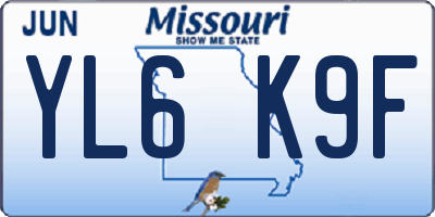 MO license plate YL6K9F