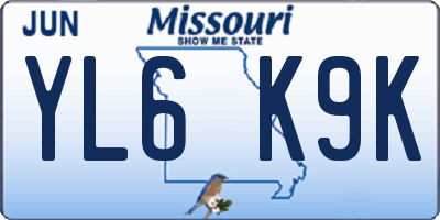 MO license plate YL6K9K