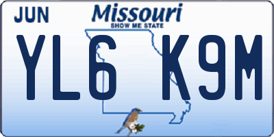 MO license plate YL6K9M