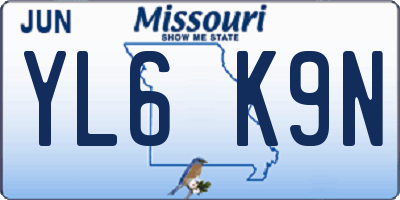 MO license plate YL6K9N