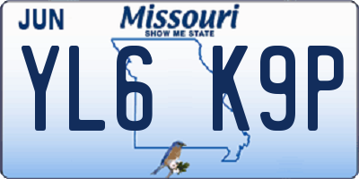 MO license plate YL6K9P