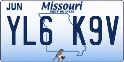 MO license plate YL6K9V