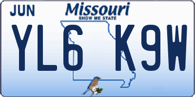 MO license plate YL6K9W