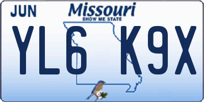 MO license plate YL6K9X