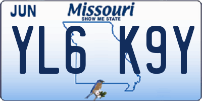 MO license plate YL6K9Y
