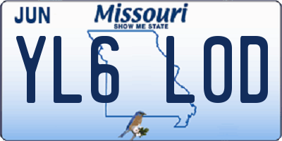 MO license plate YL6L0D