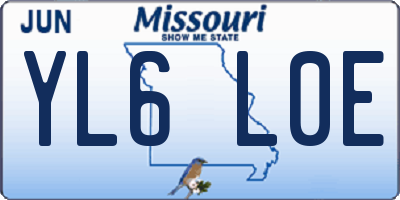 MO license plate YL6L0E