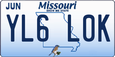 MO license plate YL6L0K