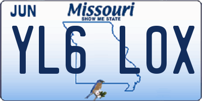 MO license plate YL6L0X