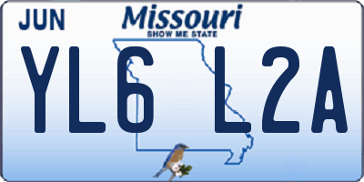 MO license plate YL6L2A