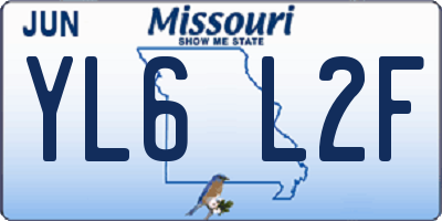 MO license plate YL6L2F