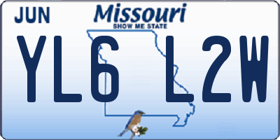 MO license plate YL6L2W