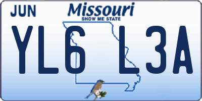 MO license plate YL6L3A