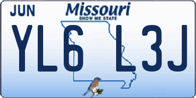 MO license plate YL6L3J