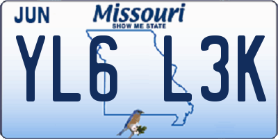 MO license plate YL6L3K