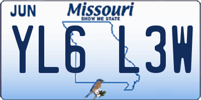 MO license plate YL6L3W