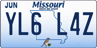 MO license plate YL6L4Z